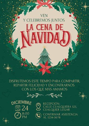 Plantilla en Canva Editable de Tarjeta de Invitación Cena de Navidad