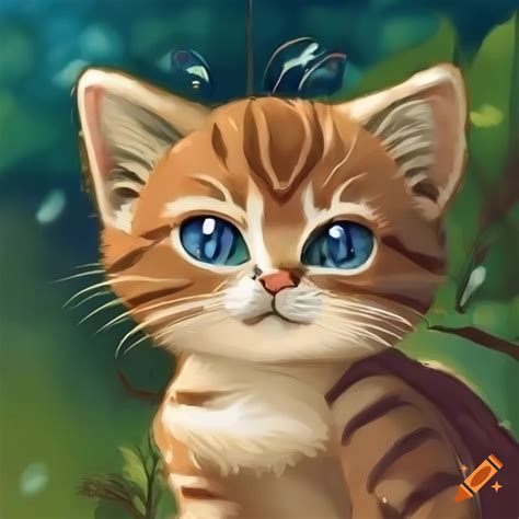 Illustration Of A Brown Kitten With Blue Eyes