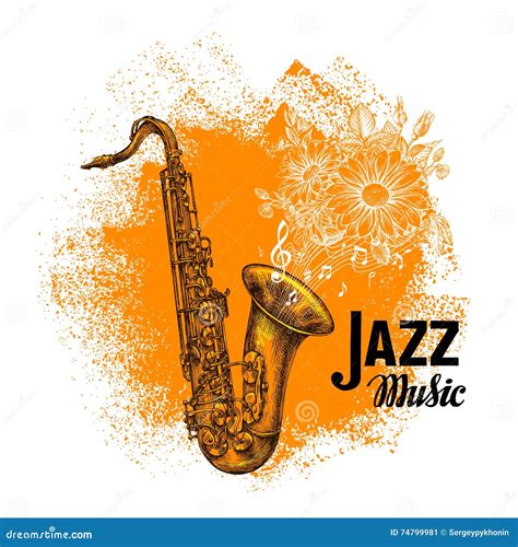 Jazz Music. Classical Saxophone with Musical Notes. Vector Illustration Stock Vector ...