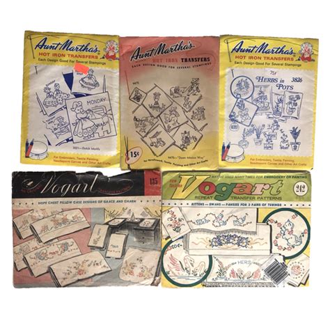 Vtg Aunt Martha S Vogart Hot Iron Transfer Patterns Pkg Sealed Partial EBay