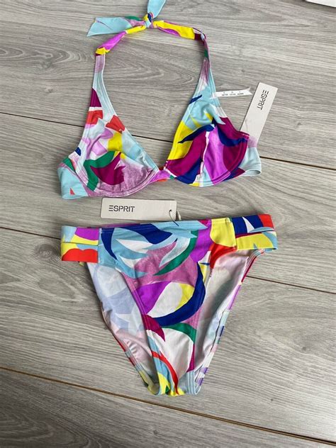 NEU Esprit Bikini Set Größe Slip 36 Top Größe 38 Cup 75 B Neckholder