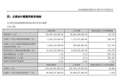 比亚迪发布2022半年报：营收150607亿元净利3595亿元 中国产业新闻网