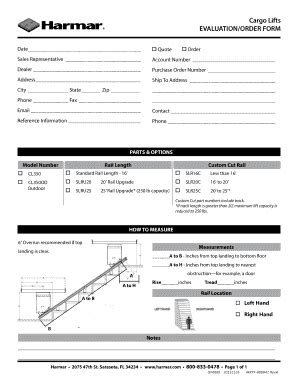 Fillable Online Cargo Lifts Evaluationorder Form Harmar Fax Email