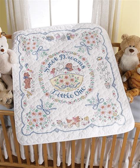 Bucilla Sweet Dreams Stamped Cross Stitch Crib Cover Kit Baby Quilt