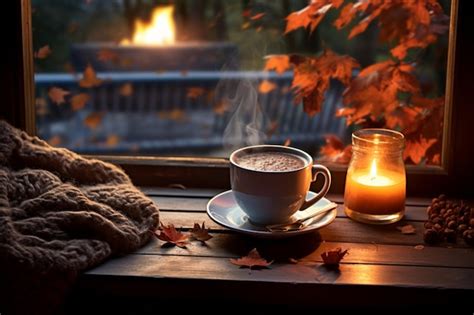 Cozy Fall Scene with Hot Beverage happy thanksgiving wallpaper banner ...