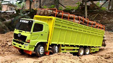 MOBIL TRUK HINO 500 TRINTON BERMUATAN FUUL KAYU Versi Miniatur Truk Rc