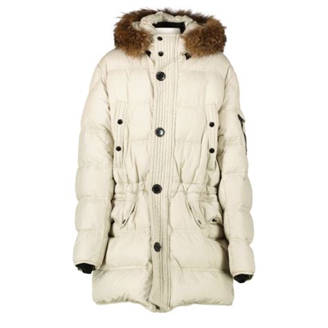 Moncler Ivory Fur Trim Long Down Coat Size Labellov Buy And Sell