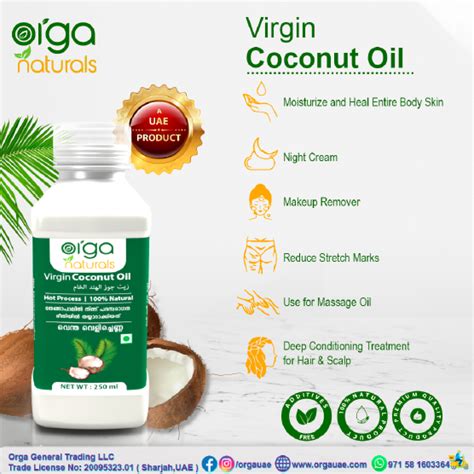 Orga Naturals Virgin Coconut Oil Food Energy UAE