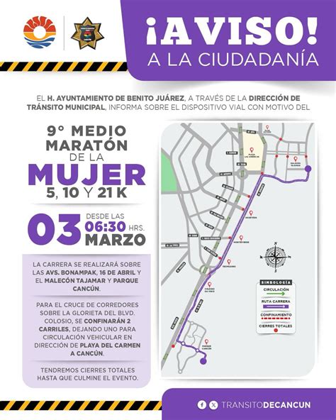 ANUNCIA TRÁNSITO MUNICIPAL CIERRE DE CALLES POR NOVENO MEDIO MARATÓN