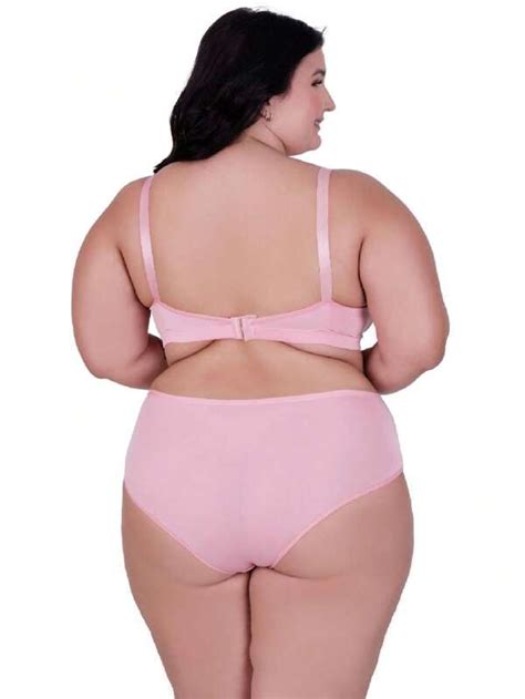 Conjunto de Lingerie Plus Size Sutiã Reforçado Calcinha Cós Alto