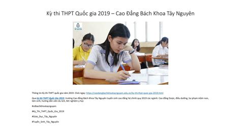 PPT Kỳ thi THPT Quốc gia 2019 Cao Đẳng Bách Khoa Tây Nguyên