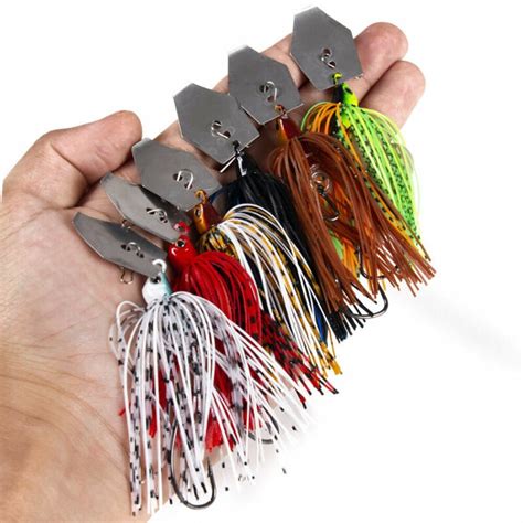 Gerich 6 Pcs 11g Chatterbait Blade Bait With Rubber Skirt Buzzbait