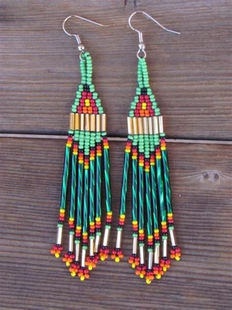 Native American Beaded Earrings Etsy Canada Bead Work Jewelry