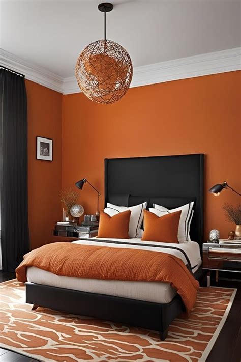 Elegant Burnt Orange Bedroom Design Ideas 🛋️🌟 Bedroom Orange Orange Bedroom Decor Yellow