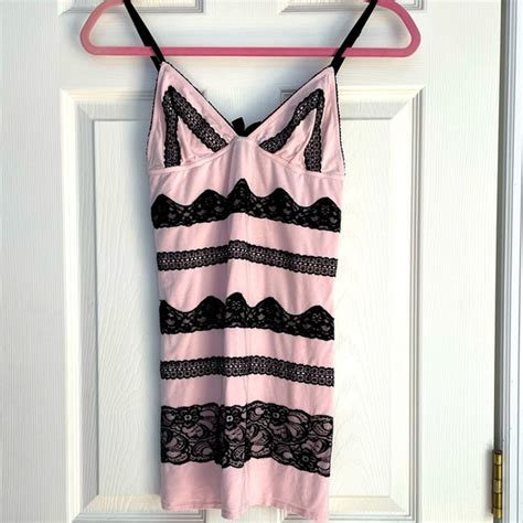 Victoria S Secret Intimates Sleepwear Victorias Secret Sexy Black Lacey Pink Lingerie Slip