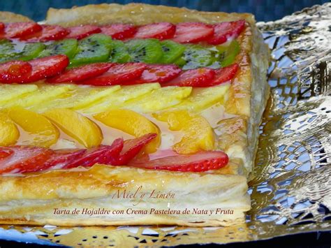 Miel y Limón Recetas TARTA de HOJALDRE con CREMA PASTELERA de NATA y