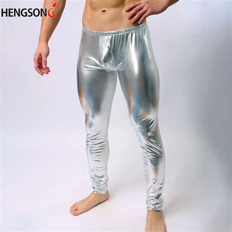 Black Faux Leather Leggings Trousers Men Sexy Leggings 2018 Trousers