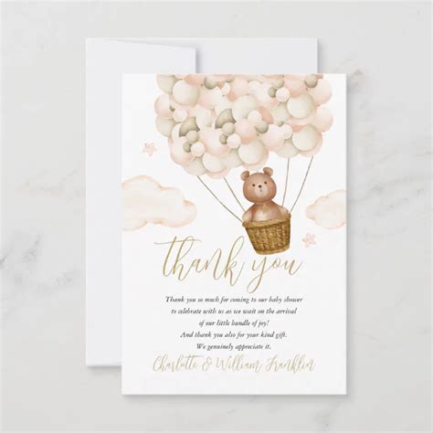 We Can Bearly Wait Teddy Bear Baby Shower Thank You Card Zazzle