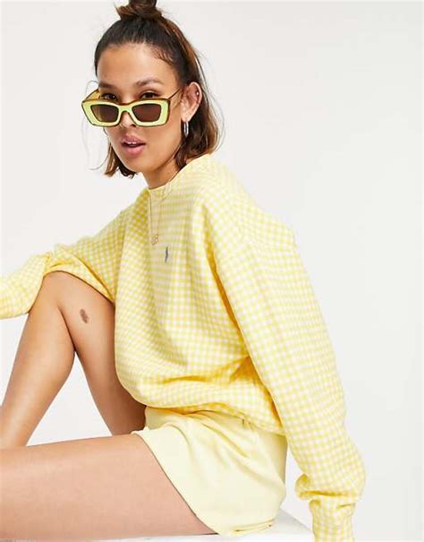 Polo Ralph Lauren Gingham Long Sleeve Sweatshirt In Yellow Asos