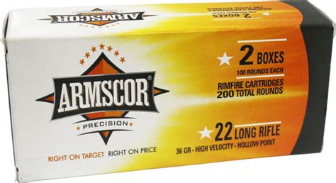 Armscor Precision Inc 50321 Rimfire 22 Lr 36 Gr High Velocity Hollow Point Hvhp Rimfire