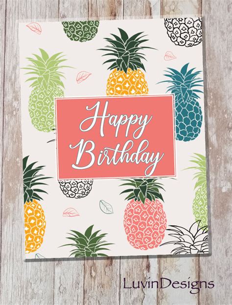 Happy Birthday Pineapple Tropical Etsy