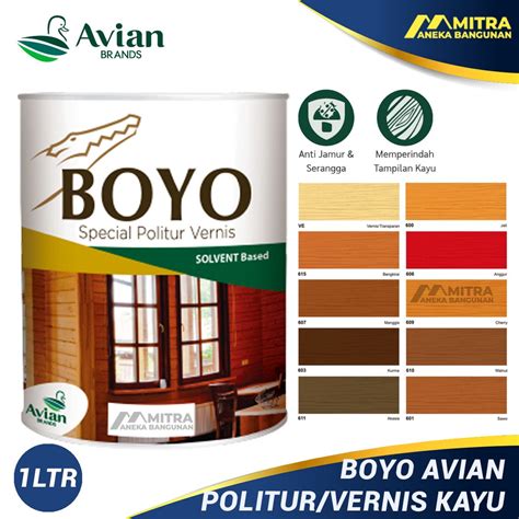 Jual Politur Anti Rayap Vernis Kayu Boyo Avian Liter Anti Jamur Cat