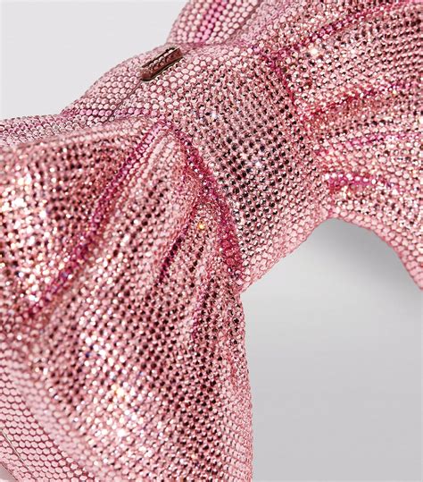 Womens Judith Leiber Pink Crystal Embellished Bow Just For You Clutch