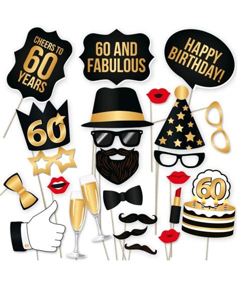 60th Birthday Photo Booth Props - Fabulous Sixty Party Decoration Supplies For Him and Her ...