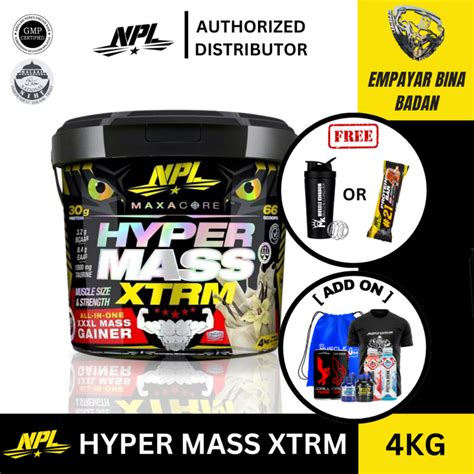 Npl Hyper Mass Xtrm 1kg4kg Mass Gainer Muscle Sizing Recovery High Carbo Halal Fitness Gym