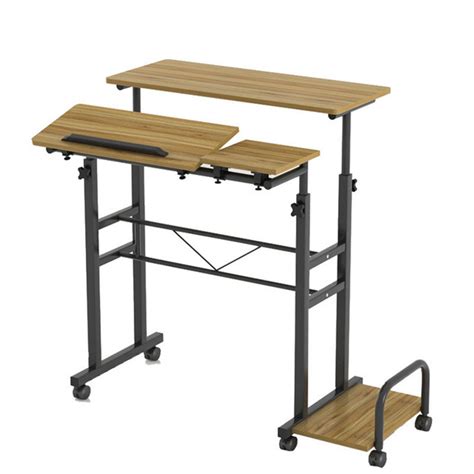 Office Home Height Adjustable Movable Computer Table With Wheels And Host