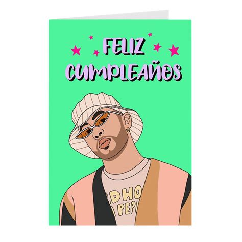 Bad Bunny Feliz Cumpleaños Card Cool Bad Bunny Birthday Card Etsy