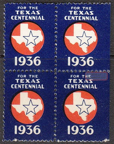 Stamp Label Usa Block Poster Cinderella Texas Centennial