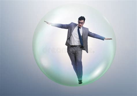 businessman flying   bubble stock photo image  inflated