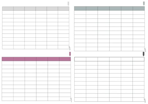Blanko Tabelle Leere Vorlagen Mit Spalten Zeilen A4 Quer Diverse