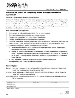 Fillable Online Information Sheet For Completing A New Managers