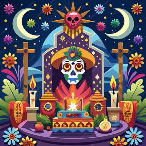 Altar and Offerings Day of the Dead Celebration Art | Premium AI