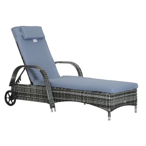 Outsunny Patio Wicker Cushioned Single Lounge Outdoor Pe Rattan