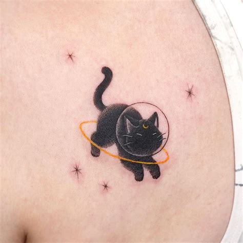 Cute Cat Outline Tattoo