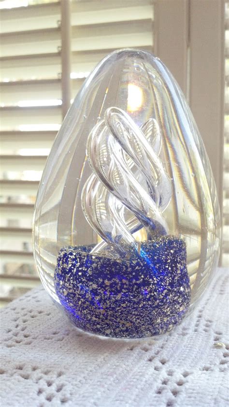 Vintage Egg Shaped Cobalt Blue Glass Paper Weight Paperweight Etsy