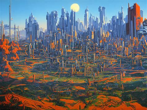 Landscape Guache Painting Utopia City By James Gurney Stable