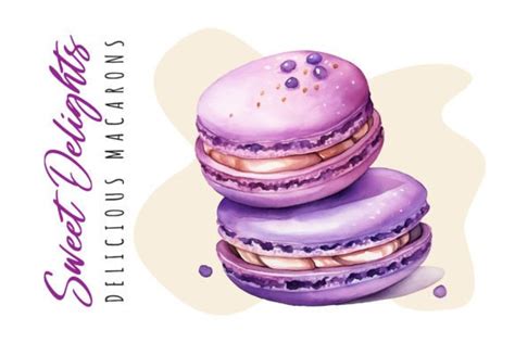 Watercolor Blueberry Macaron Clipart Graphic By AmusingOwl Creative