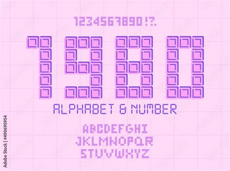 Retro pixel font. Letters and numbers in the style of gaming 80s, 90s ...