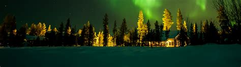 Aurora Borealis Wallpaper 4K, Aurora sky, House, Night