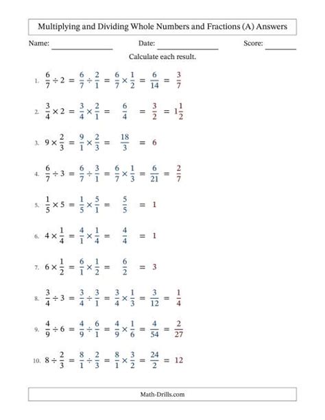 Multiplying And Dividing Proper Fractions And Whole Numbers With All Simplifying A