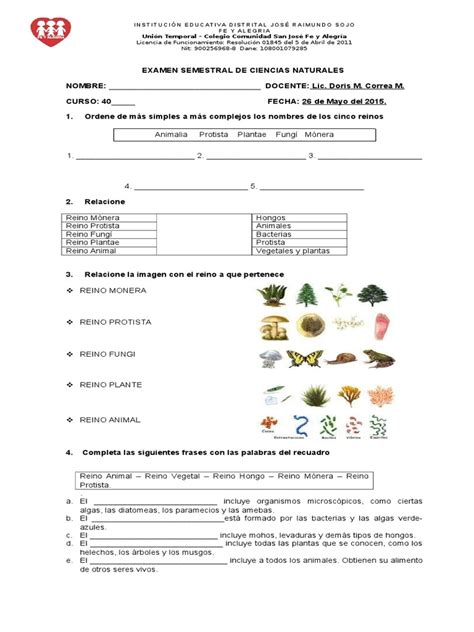 Examenes Semestrales De Ciencias Naturales Doris 2015 Cytoplasm Vacuole