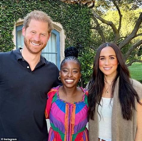 Meghan Markle and Prince Harry pose with American poet Amanda Gorman in ...