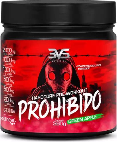 Pré Treino Prohibido 360g Sabor Green Apple Fórmula Exclusiva