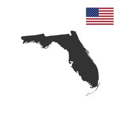 Florida Fl State Map Shape With Flag Royalty Free Vector