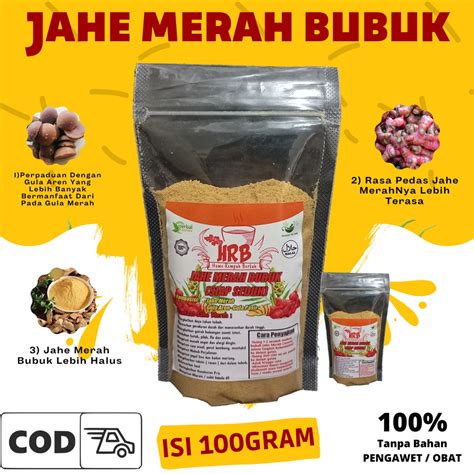 Jual Bubuk Jahe Merah Isi 100 Gram Jahe Merah Bubuk Herbal