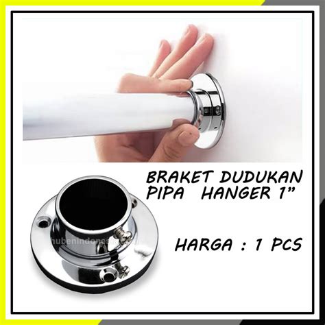 Bracket Topi Pipa Bulat 1 Inch 25mm Dudukan Pipa Hanger Lemari Bracket